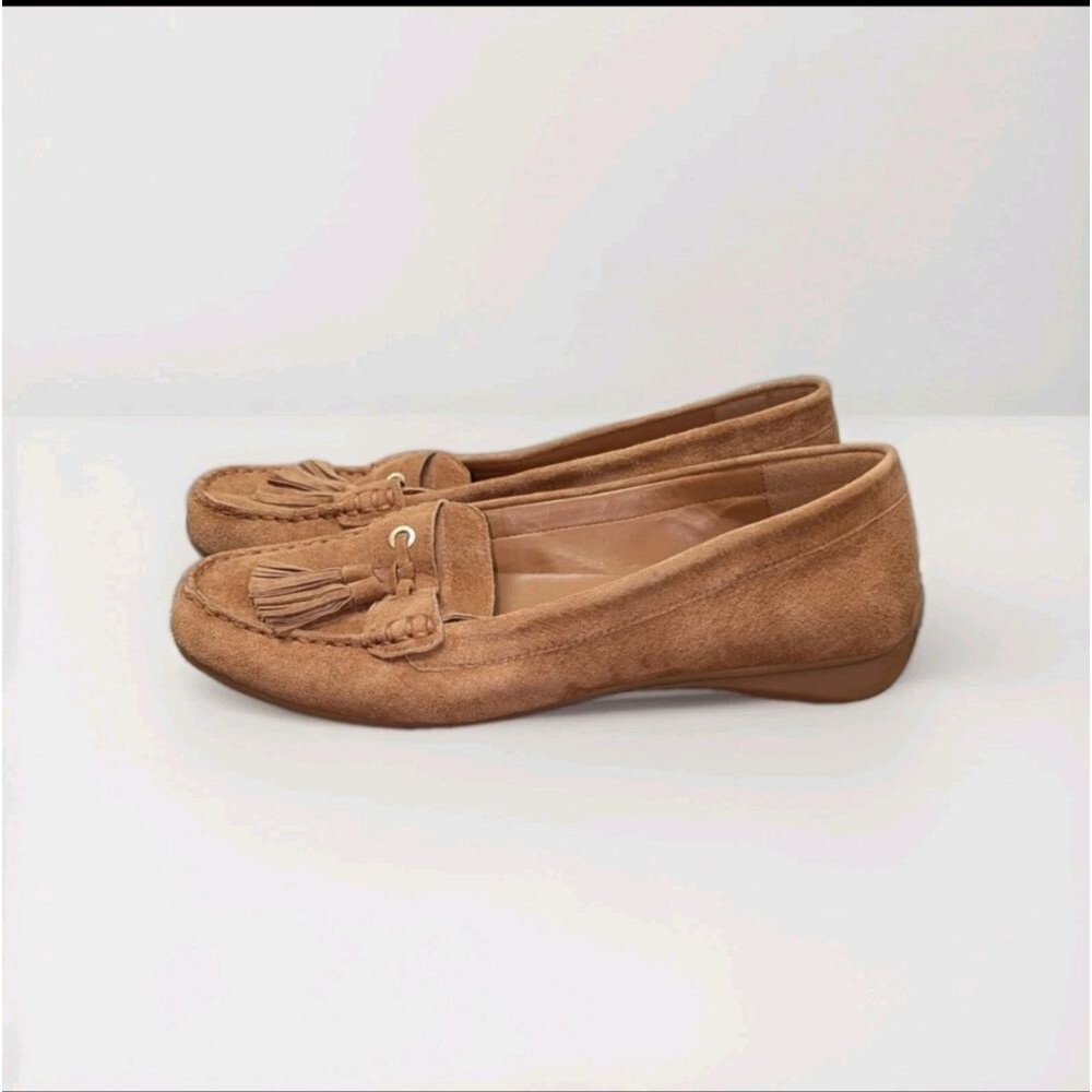 Bass‎ Size 7M Bonnie Tan Leather Tassle Moccasin Suede Shoes Nautical Preppy